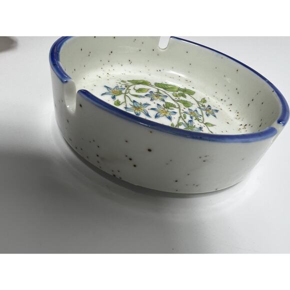Vintage Otagiri Ashtray Trinket Dish Stoneware Round Texas Bluebonnets - Picture 4 of 7